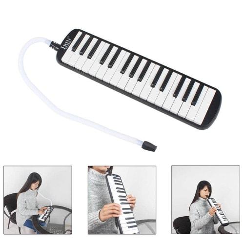 32-Key Melodica, Melodion, for Children, Easy to Play, Music Education, with Case, Suitable for Kindergarten, Beginners, and Students (Black)