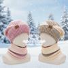 Windproof Beanie Hat Soft Ear Protection Fashion Winter Hat Scarf Set  for Women