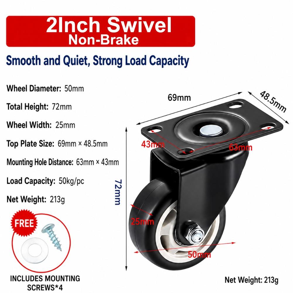 Heavy Duty Caster Wheels With Brake Roller Wheels Durable Chair Wheels