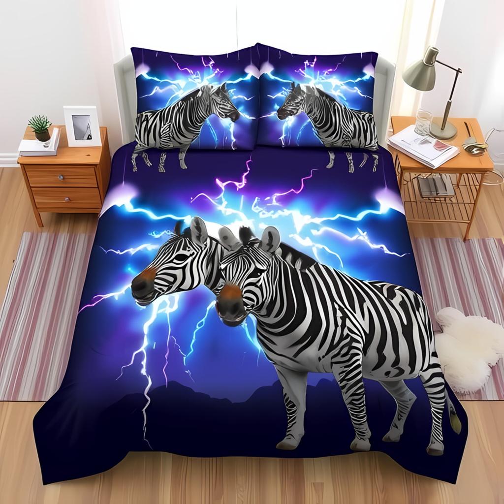 Comforter Whimsical Zebra Print White Playful Bedroom Suitable Children Boys And Girls Warm And Comfortable