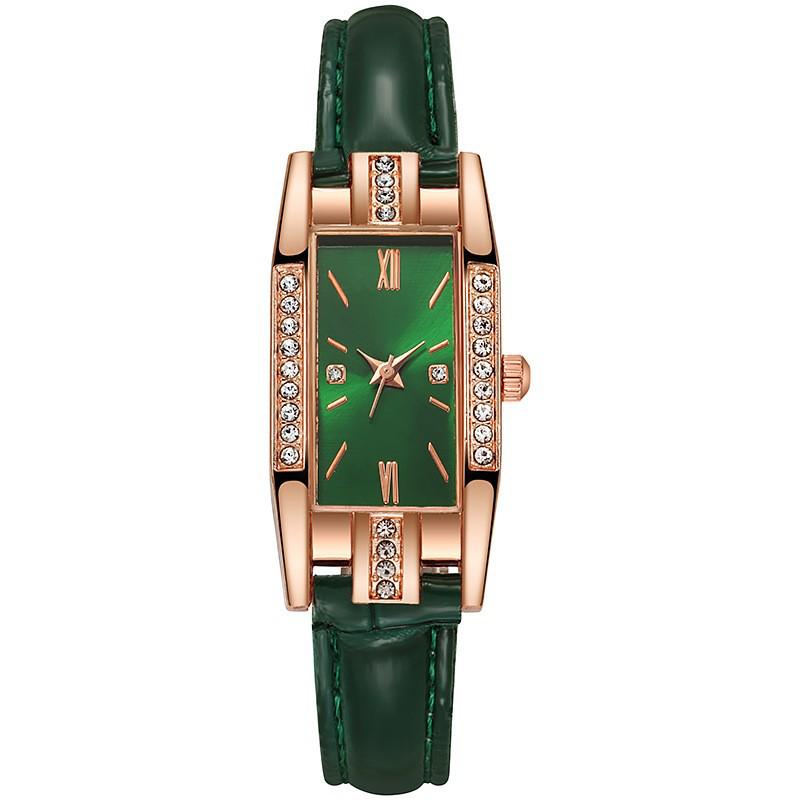 

Douyin-Style Retro Women s Watch: Green Dial, Diamond-Studded, Student-Friendly