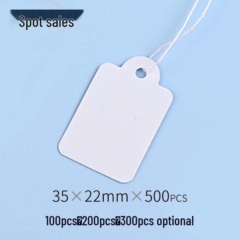 

100 pcs White String Jewelry Price Tags for Rings and Earrings, 15x25mm