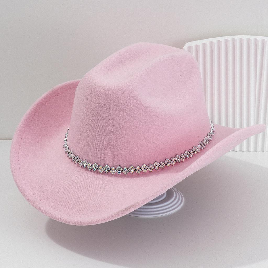 New light luxury top hat British cowboy hat Rhinestone gemstone accessories hat strap hat Panama hat