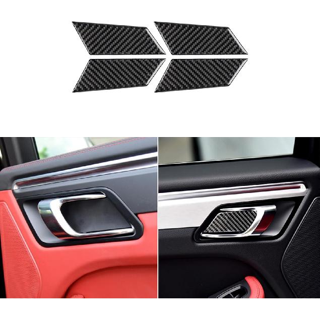 Real Premium Carbon Fiber Car Center Console Gear Shifter Electronic Handbrake Panel Cover Trim Soft Sticker Set Compatible with Porsche Macan
