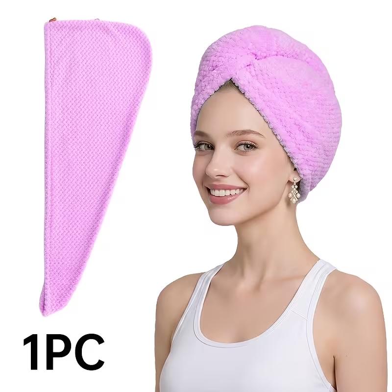 Microfiber Hair Towel Wrap Soft Quick Dry Hair Drying Cap Anti Frizz Hair Turban Bathroom Accessory