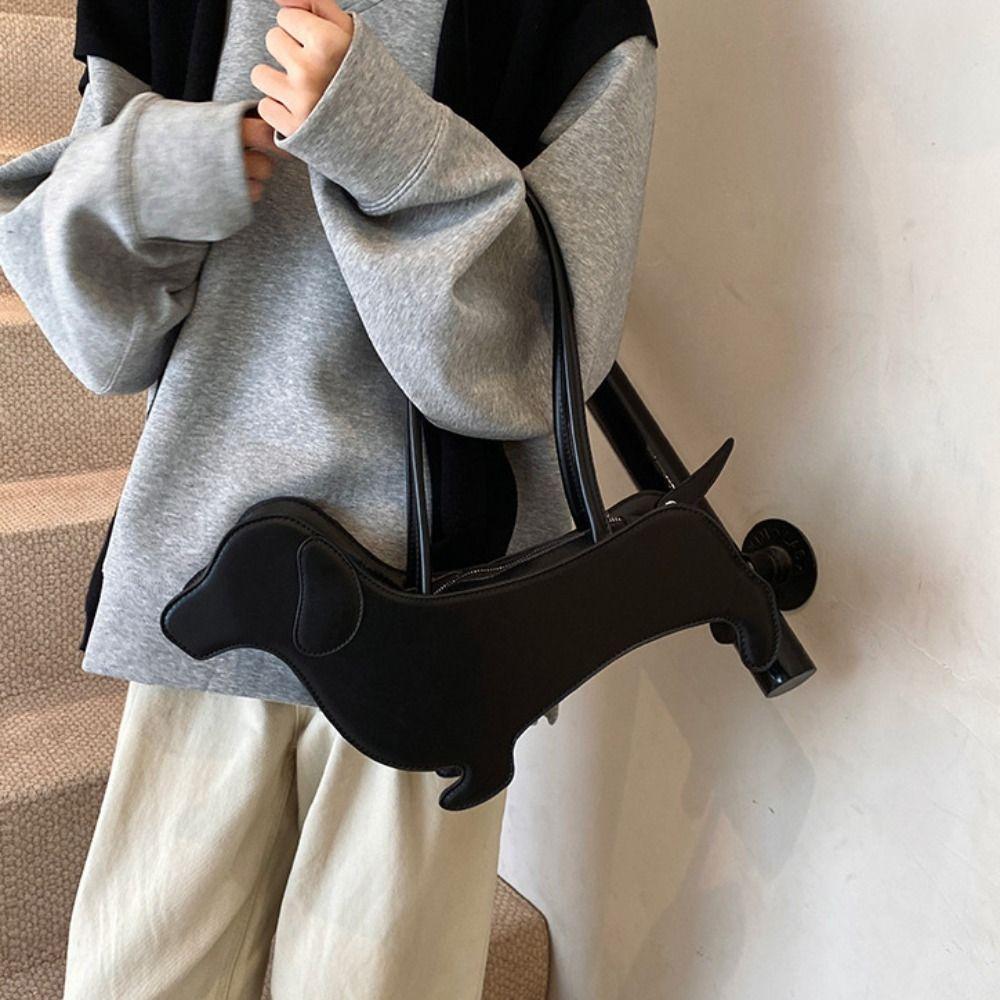 Three-dimensional Animals Shoulder Bag Sausage Dog Cartoon Handbag Fashion Dachshund Dog Bag  Girls