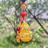 Chinese Style Pendant Phone Chain Hollow Gourd Car Keychain Lucky Gourd Keychain  Women