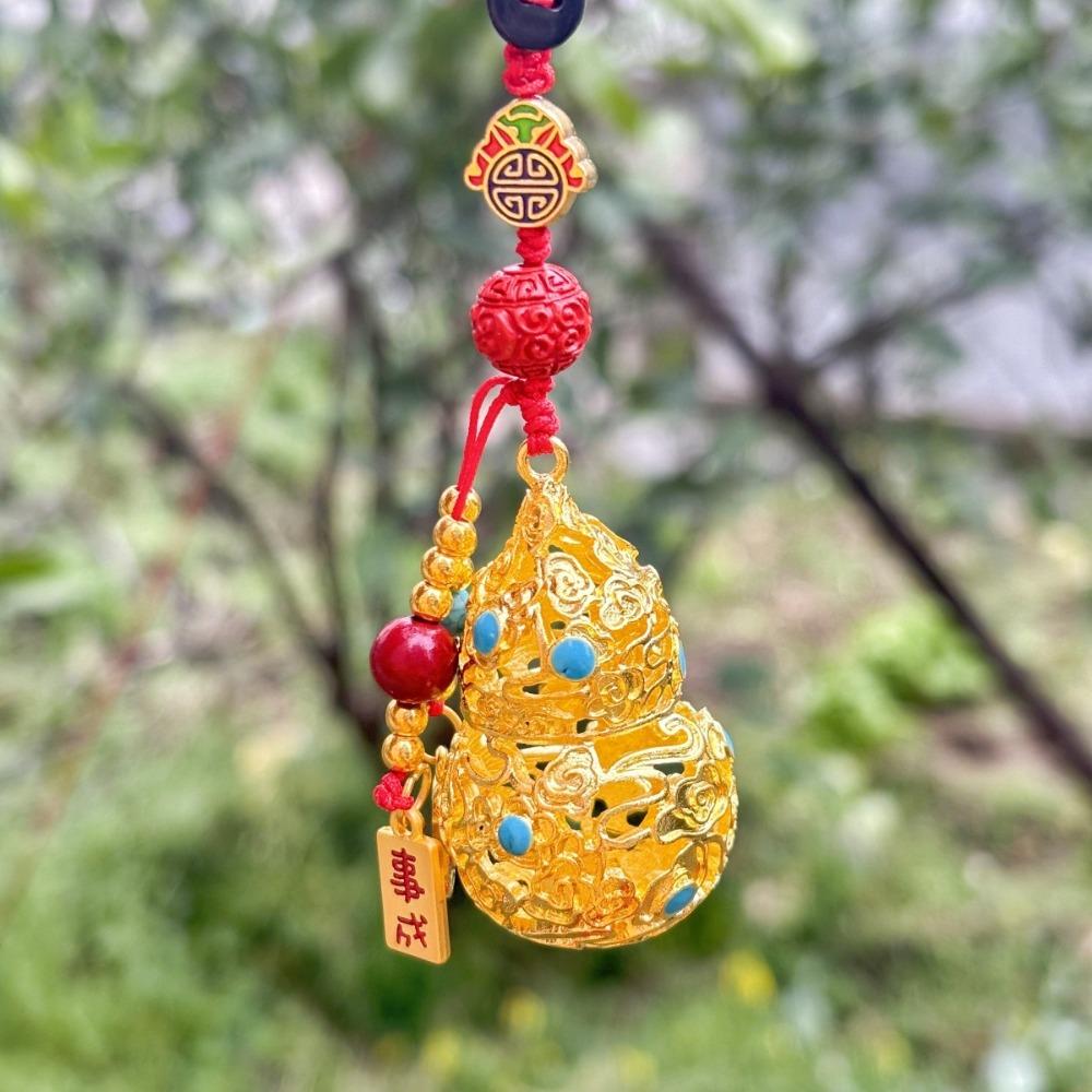 Chinese Style Pendant Phone Chain Hollow Gourd Car Keychain Lucky Gourd Keychain  Women