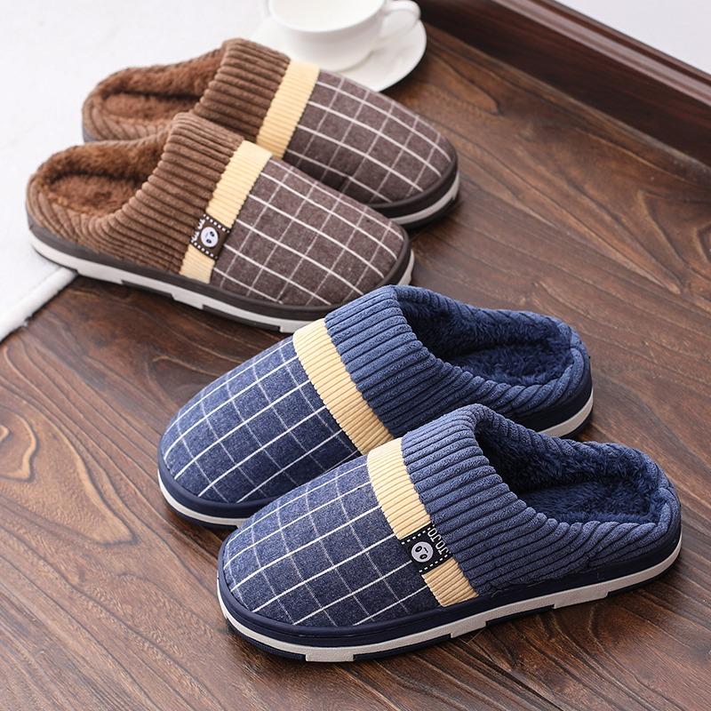 Men's cotton slippers winter men's winter indoor home non-slip new home warm large size wool slippers