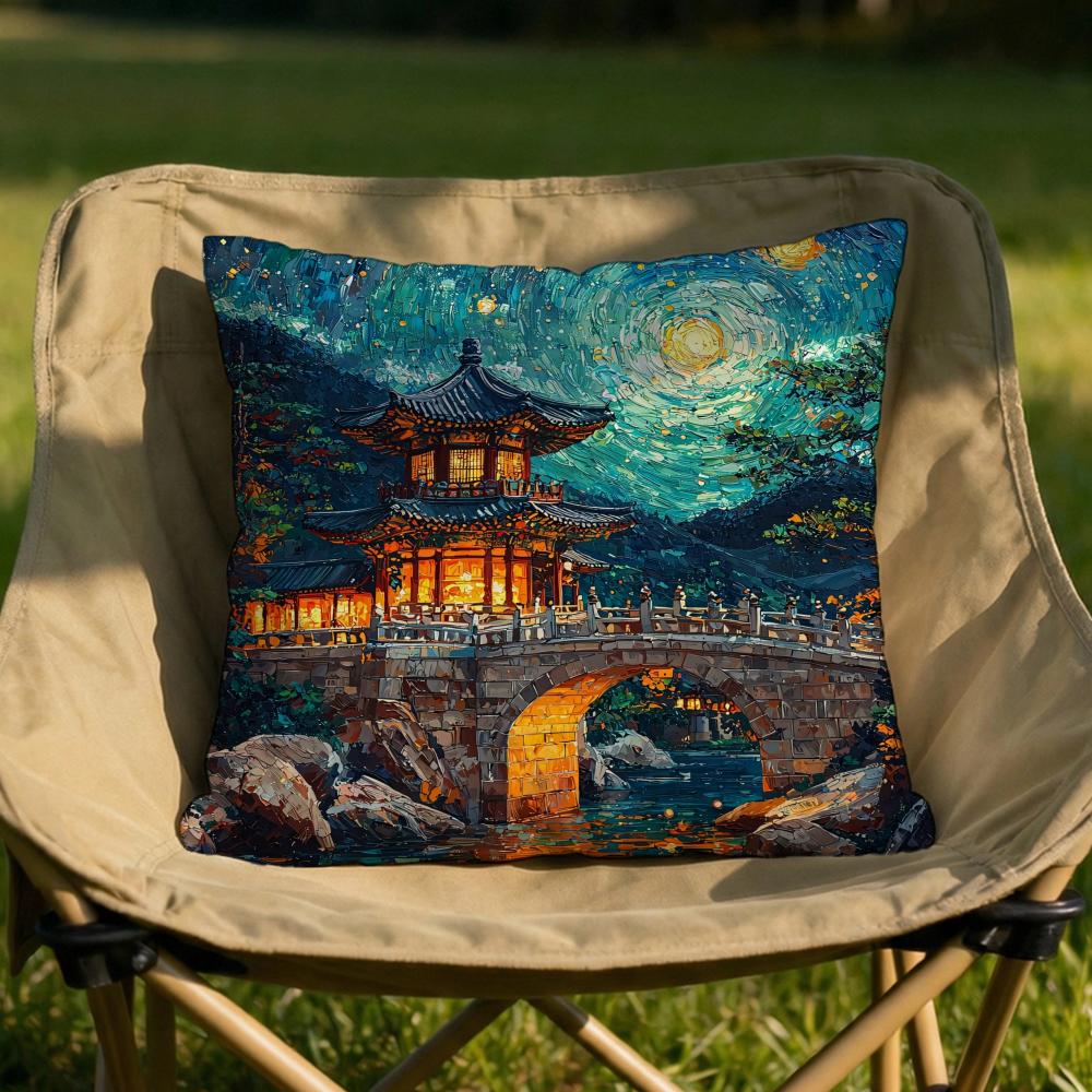 Korea Foguo Temple Cushion Cover Soft Reversible  Durable Pillow Cover  MultiScene Use for Home  Car Daily Comfort