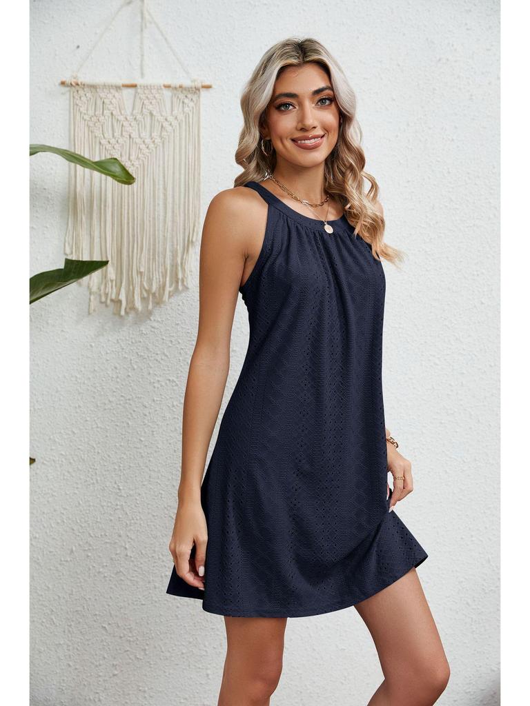 Ärmelloses Häkel-Badeanzug-Strandkleid für Damen