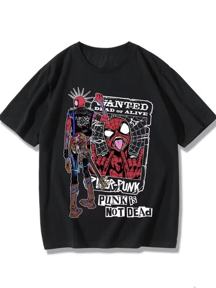 

Unisexs and Womens Pure Cotton ShortSleeved TShirts with Marvel Superhero Print for Street Style Top S