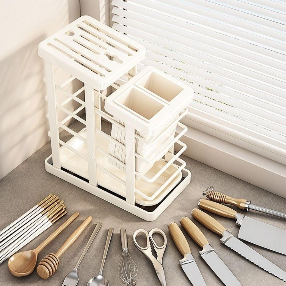 Carbon Steel Countertop Cutter Holder Space Saving Chopstick Cage Modern Chopstick Tube Restaurant