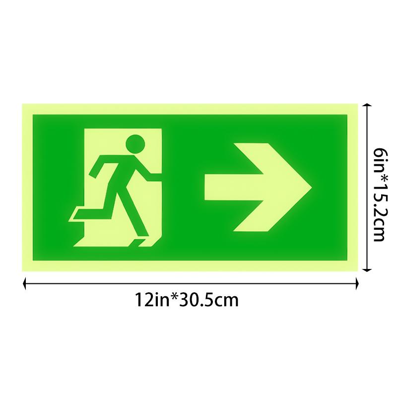 1Pcs 6*12inch Luminous Escape Direction Guide Sign, Safety Exit Emergency Passage Sign, Glow-In-The-Dark Evacuation Entrance Safety Sign, Emergency 01117