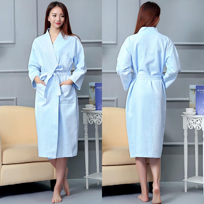Hotel Cotton Waffle Weave Bathrobe With Embroidered Logo For Spa And Hospitality Use