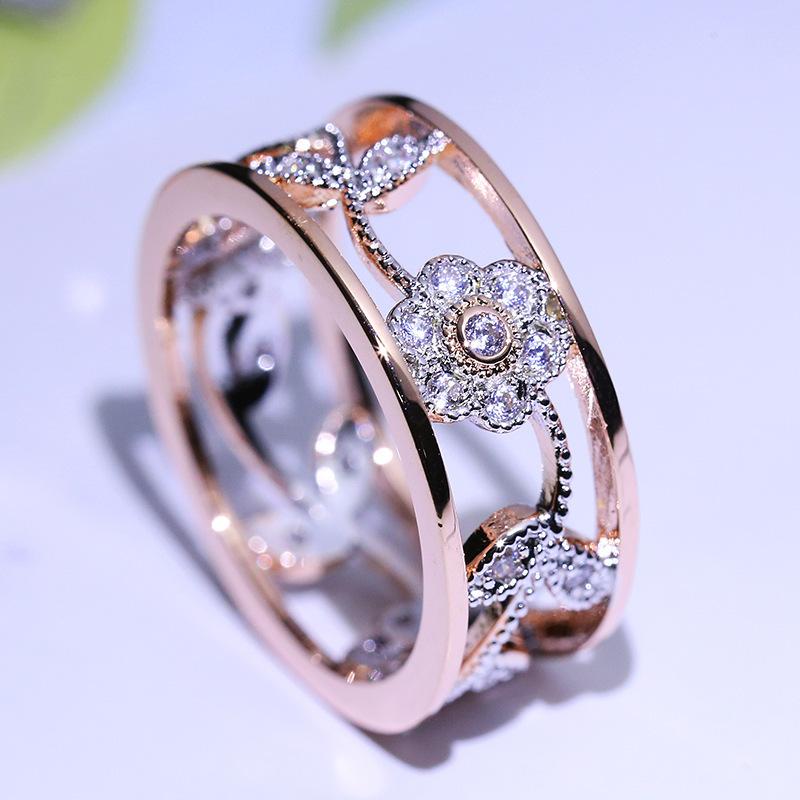 Diamond Lucky Vine Leaf Birthday Gift Bride Engagement Ring Proposal Ring