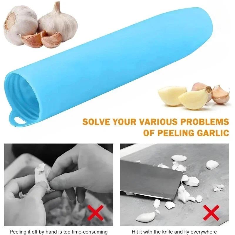 1 pièce Silicone Éplucheur d'Ail Créatif Ménager Tube Éplucheur Outils d'Épluchage d'Ail Gadgets de Cuisine Couleur Aléatoire