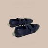 Fashion Spring Autumn Women's Flat Ballet Shoes Soft Bottom round Toe Mary Jane Single Shoes Elastic Band Silver Color Comfortable Flats
