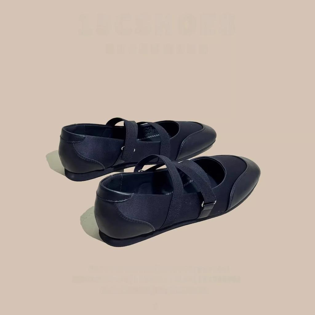 Fashion Spring Autumn Women's Flat Ballet Shoes Soft Bottom round Toe Mary Jane Single Shoes Elastic Band Silver Color Comfortable Flats