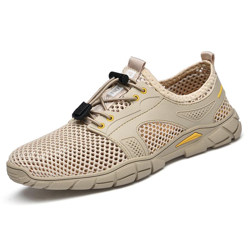 FashionNon-slip Wear-Resistant Sandals Hollow Out Flats Breathable Mesh Shoes Men All-match Lightweight Sneakers New Lace-Up Footwear