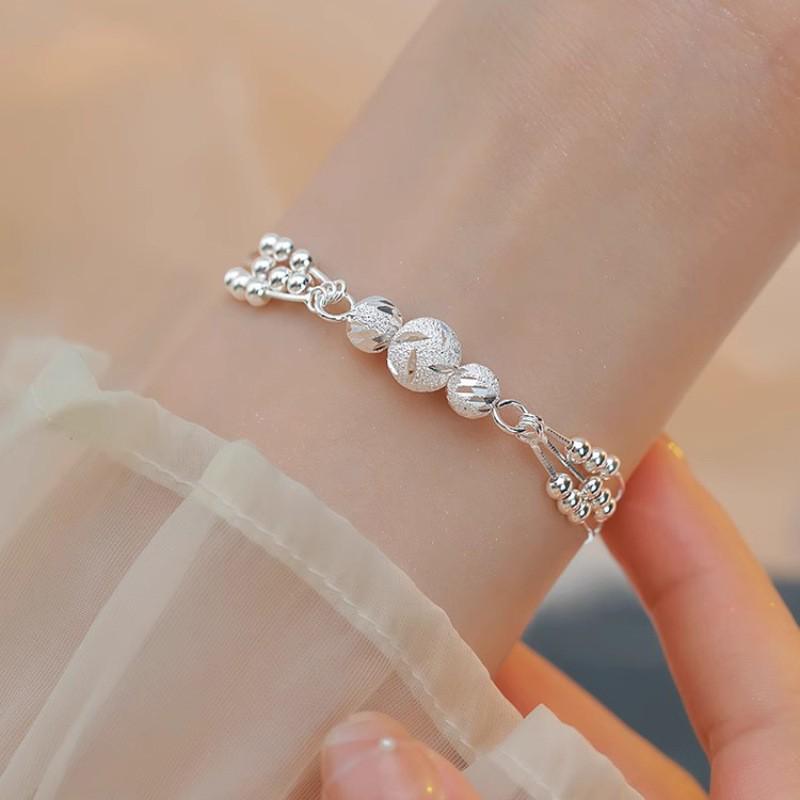 Korean Style S925 Silver Plated Retro Graffiti Patchwork Bangle - Women's Hip Hop Fashion Trend Bracelet