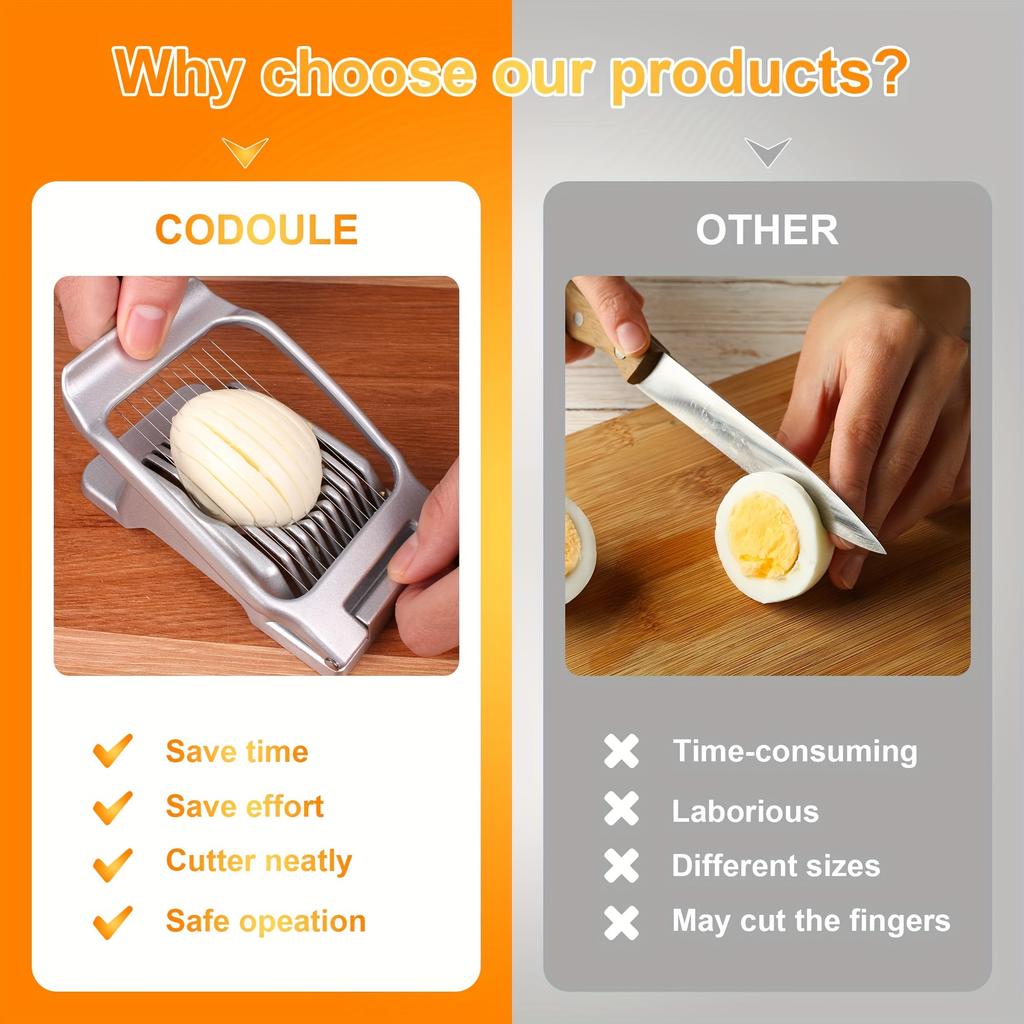 Aluminum Egg Slicer Multi-Functional Kitchen Tool for Hard Boiled Soft Eggs