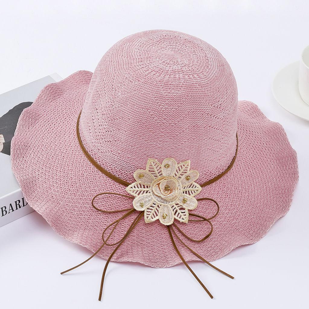 Ladies' Summer Sun Hat Fashionable Foldable Sun Hat Basin Hat Sunscreen UV Flower Cool Hat