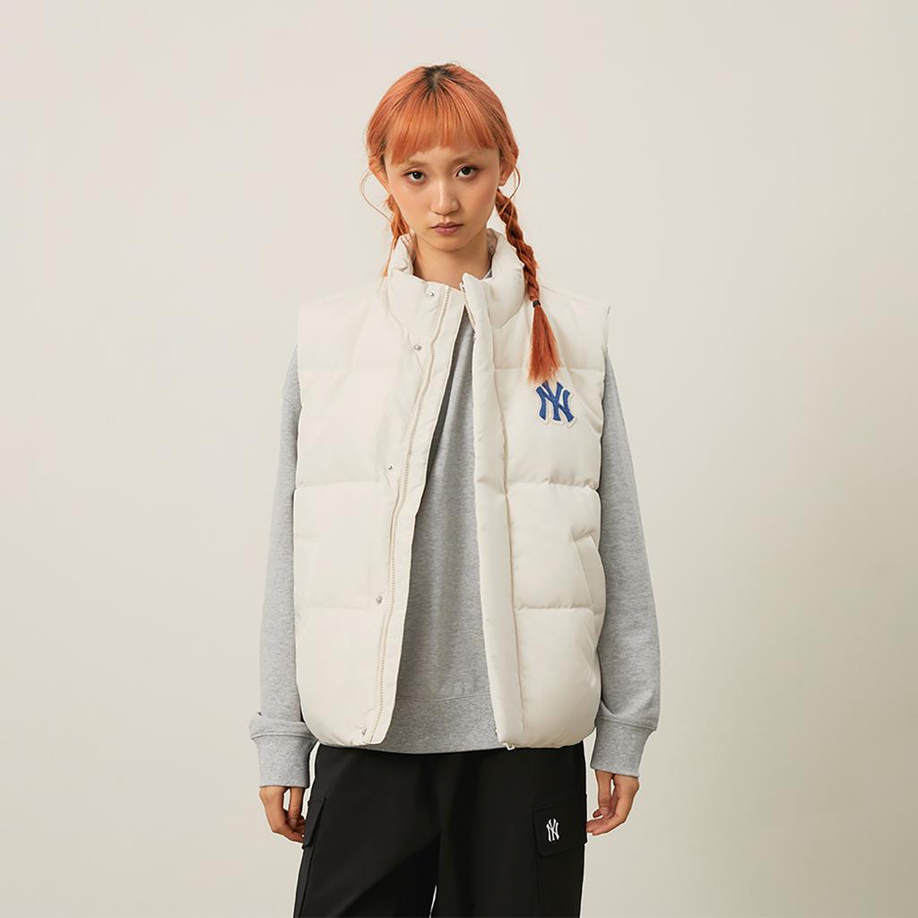 New MLB Preppy Style Collection New York Yankees FW24 Down Vest Unisex Dark Cream 3ADVV1046-50CRD