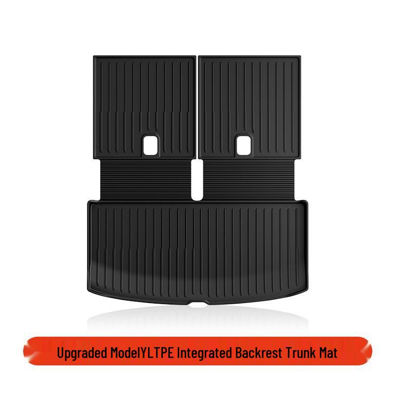 Tesla Model Y Six-Seater TPE Floor Mats Set: Includes Full Car Interior, Front and Rear Trunk Protection Mats.