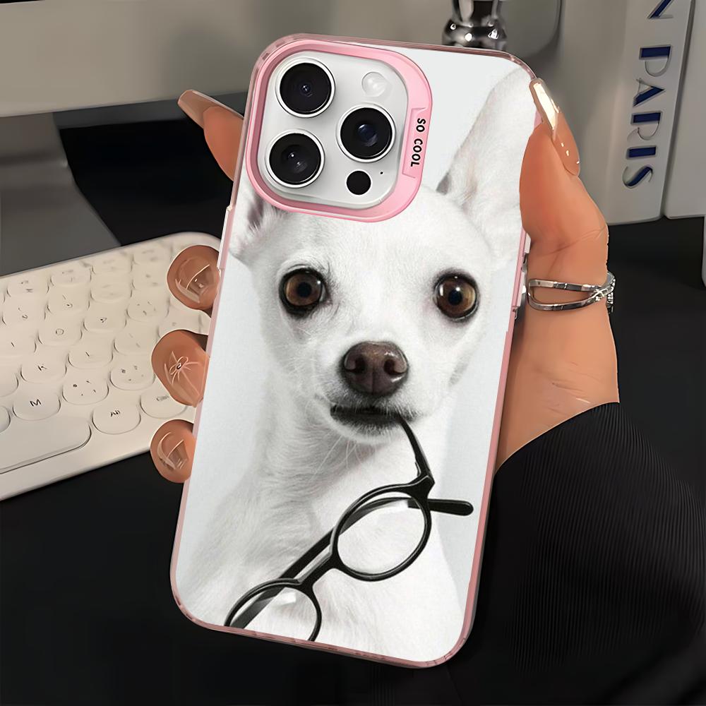 Cute Pet Chihuahua Dog Phone Case For IPhone 16 15 14 13 12 11 Pro Max X XR XSMAX 8 7 Plus Matte Shockproof Back Cover