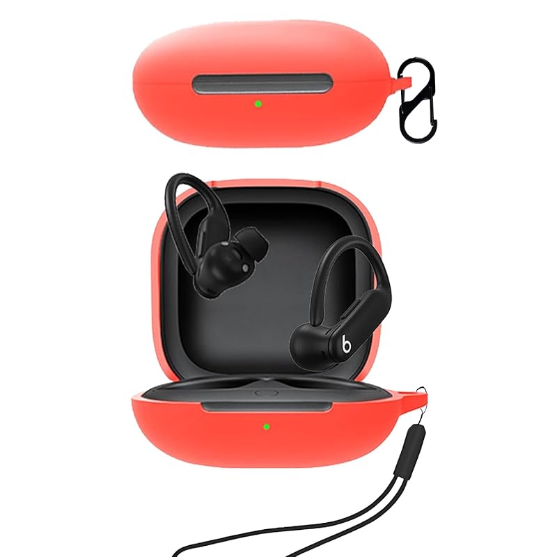 

For Powerbeats Pro 2 case Cover [HNWEIWEI] (With carabiner + strap included) ) silicon storage case convenience With carabiner trip lightweight and