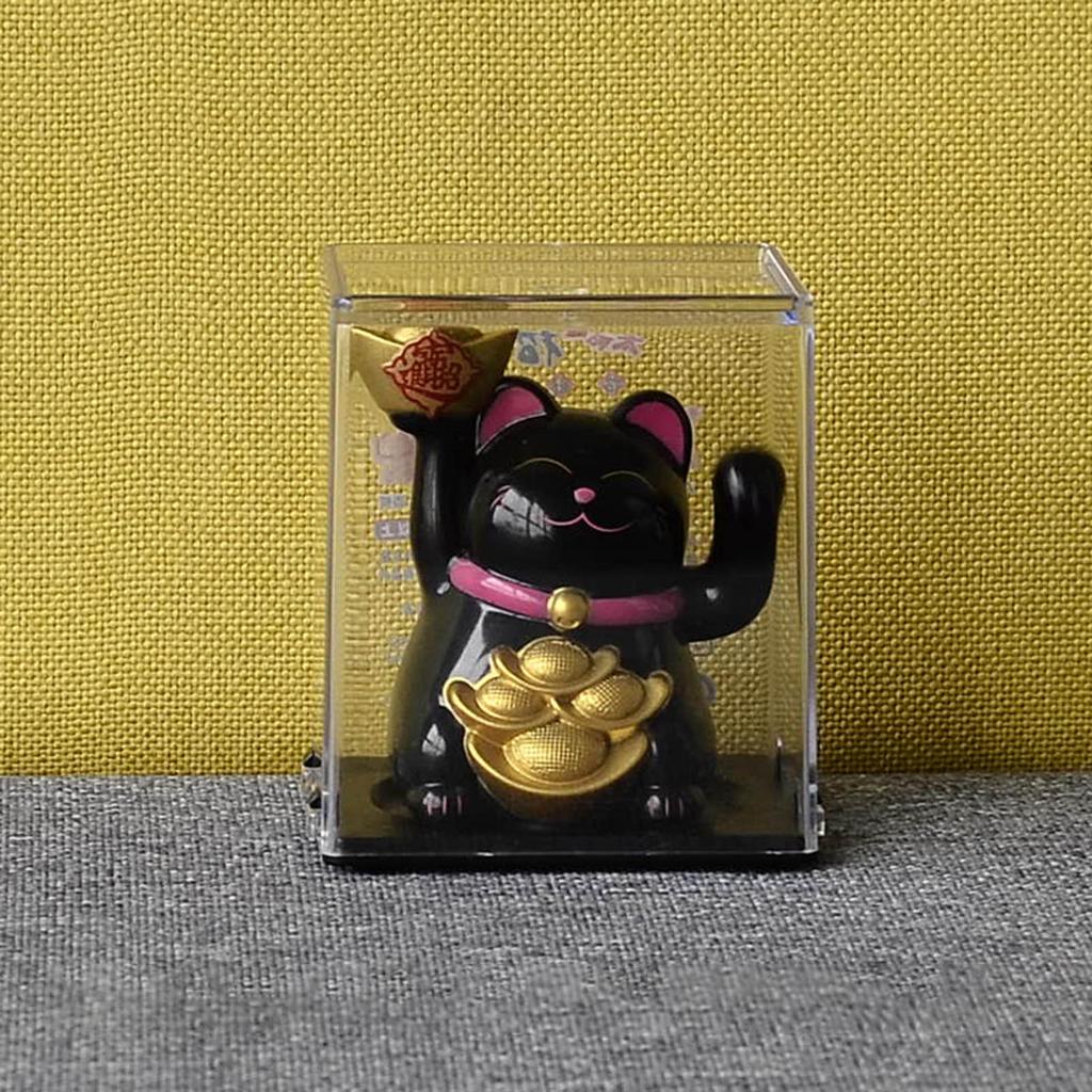 Solar Fortune Cat Ornament Automatic Waving Lucky Cat Car Decoration Cake Baking Decoration Automatic Hand Waving Fortune Cat