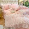 Light Luxury French Chiffon Side Bed Set Four-piece Set Washed Skin-friendly Breathable Bed Sheet Quilt Cover Pillowcase