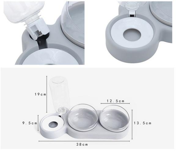 Pet Dogs Cats Double Bowls Food Water Feeder Container Dispenser for Dogs Cats Drinking Bowl