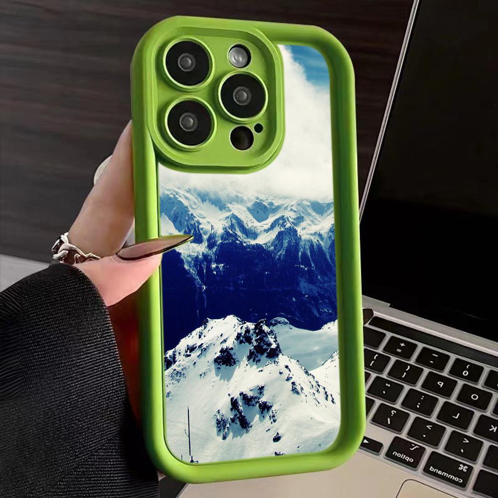 LZ25 Mountain Peak Forest Snow Silicone Phone Case for iPhone 11 13 14 15 16 Pro Max 7 8 16 Plus 12 Mini XS Max XR Shockproof Back Cover