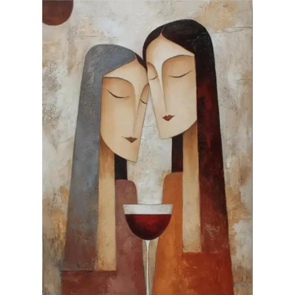 Abstract Woman Canvas Wall Art Vintage Figures Poster Print Mid Century Minimalist Textured Female Canvas Painting Home Decor 21X30CMNo Framed
