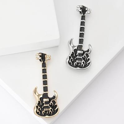 Spilla a forma di chitarra con corpetto in lega di smalto creativo coreano, gioielli gocciolanti di olio