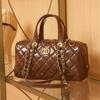 Leather DIY Bowling Bag Boston Bag Shoulder Underarm Pillow Bag Handmade Quilted Luxury Women's Bag