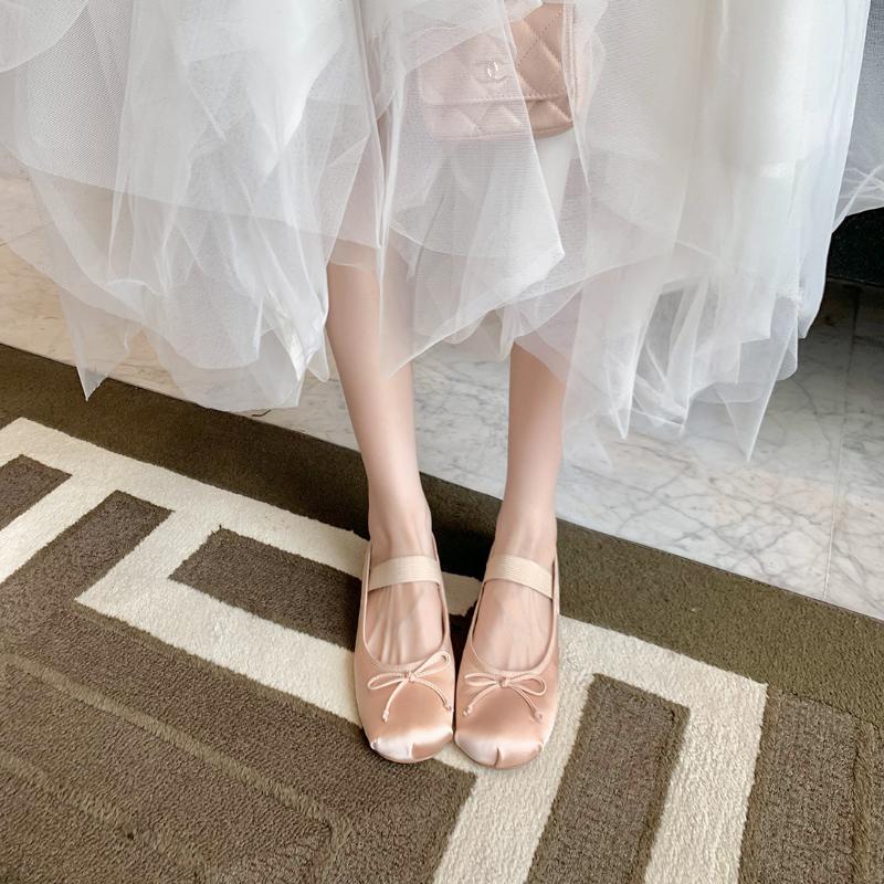 Round Toe Plus Size Women's Women's Mary Jane Shoes Shoes Bow Silk Satin Ballet Flats Spring Autumn Flats Shoes