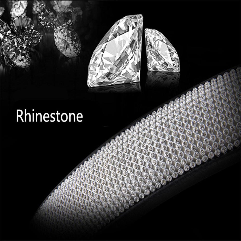 Schwarz 15'' 38cm PU Leder Kristall Auto Lenkradbezug mit Bling Strass