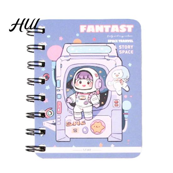 Portable Notebook Mini Cartoon Spiral Notebook, 80 Pages Pocket Small Smooth Page Turning Journal for Study Notes Cute Diary