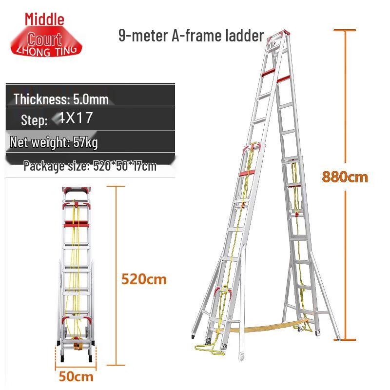 Zhongting Telescopic Folding Aluminum Alloy A-Frame Ladder