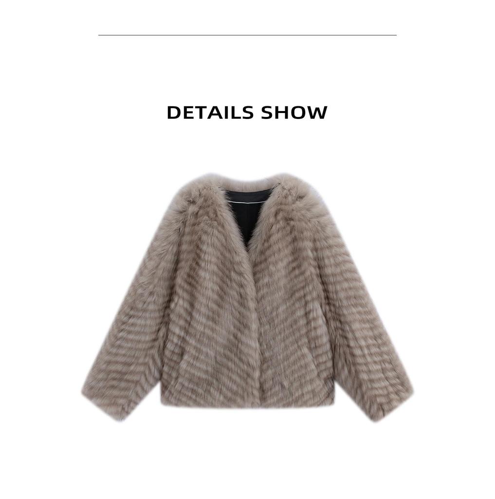 North Elk Long Island Lover Women's Fox Fur Coat - Short, Wide Fluffy Style.