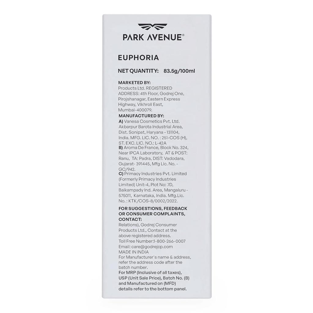 Park Avenue Euphoria, Eau De Parfum Men, 100ml | Long Lasting Perfume for Men |