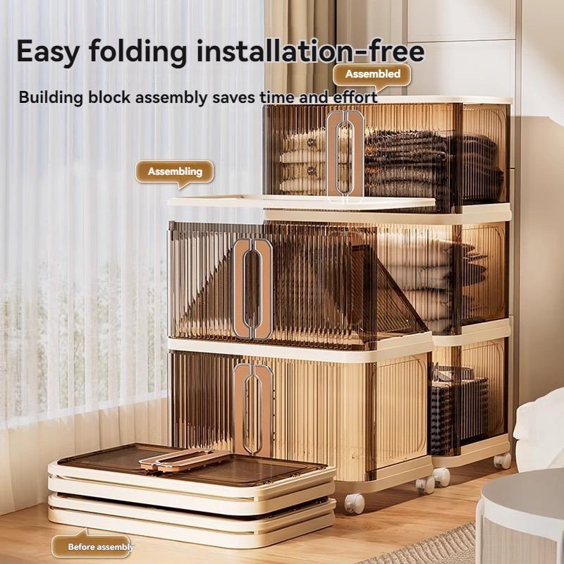 1Pc Foldableing Storage Cabinet Home Living Room Bedroom Gap Storage Cabinet Bedside Sliding Door Finishing Storage Cabinet
