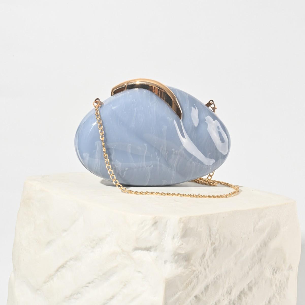 

2025 new oval acrylic leaf lock dinner bag fashion wind chain shoulder clutch bag cross-border синий