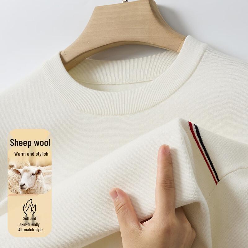 

Jinjuan Men s 2025 Autumn Solid Color Wool Blend Sweater L