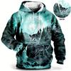 Vintage Men's Hoodie 3d Print Wolf Tops Fashion Animal Wolf Graphics Long Sleeve Hoodie Men's Top Oversized Streetwear Tees