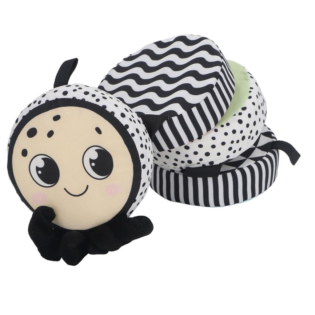 Sammenleggbar Krybbebeskytter Stoffbok Svart og Hvit Høy Kontrast Myk Bok for Baby Pedagogisk