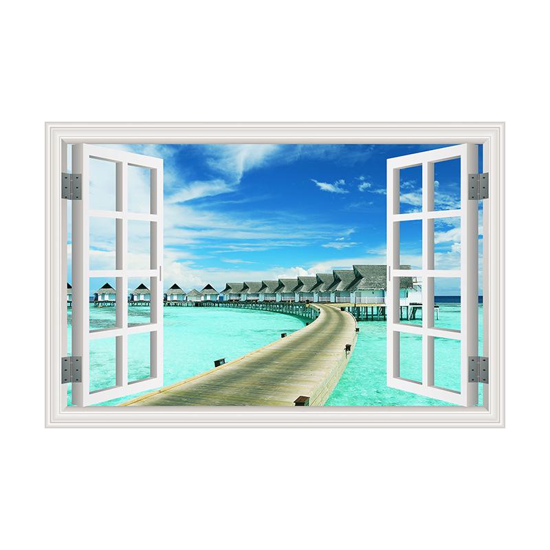 

3D поддельное окно, пейзажная живопись, постеры и принты, современное настенное искусство, холст, картина для декора гостиной, фреска, безрамное 50x75cm